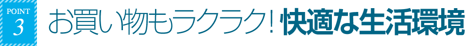 point3 お買い物もラクラク！ 快適な生活環境